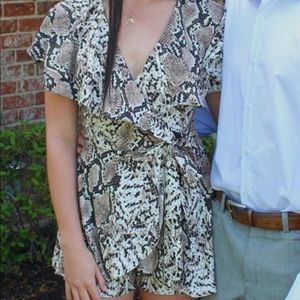 American Threads Open Back Snakeskin Romper (S)